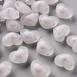 Transparent Acrylic Beads, Frosted, Bead in Bead, Heart, WhiteSmoke, 13x17x9.5mm, Hole: 2.5mm, about 420pcs/500g(TACR-S152-08C-06)