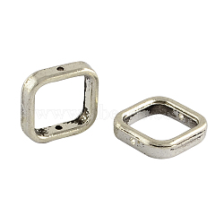 Square Tibetan Style Alloy Beads Frames,  Cadmium Free & Lead Free, Antique Silver, 14x14x3mm, Hole: 1mm(TIBEB-1072-AS-LF)