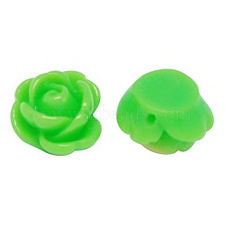 Opaque Rose Flower Resin Beads, Lime Green, 9x7mm, Hole: 1mm(X-CRES-B1029-A24)