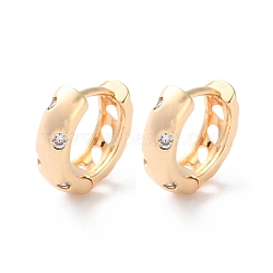 Rack Plating Brass Clear Cubic Zirconia Hoop Earrings, Long-Lasting Plated, Real 18K Gold Plated, 12.5x11x4mm, Pin: 0.9mm(EJEW-S241-20G)