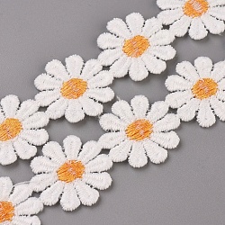 Polyester Ribbons, Garment Accessories, Daisy, White, 25mm, Flower: 27x25x2mm, about 15yards/card(FIND-WH0043-58)
