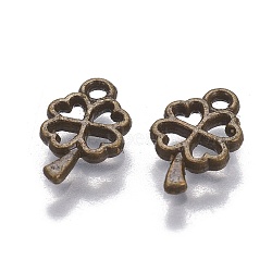 Tibetan Style Alloy Charms, Cadmium Free & Nickel Free & Lead Free, Clover Charm, Antique Bronze, 10x6x1mm, Hole: 1mm, about 5200pcs/1000g(TIBEP-A24591-AB)