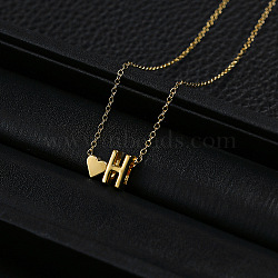 Alloy Letter Heart Pendant Necklaces for Women, Golden, Letter H, 15.75 inch(40cm)(WGBB55E-04)