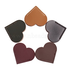 5 Pcs 5 Colors Leather Bookmarks, Page Marker for Book, Heart Shape, Mixed Color, 45x50x5mm, Inner Diameter: 35mm, 1pc/color(AJEW-SZ0001-37)