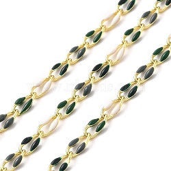 Brass Enamel Curb Chains, Soldered, with Spools, Real 18K Gold Plated, Mixed Color, 7x3x1.7mm(CHC-C003-13G-17)