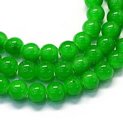 Baking Painted Imitation Jade Glass Round Bead Strands, Green, 6.5mm, Hole: 1.5mm, about 145pcs/strand, 31.8 inch(DGLA-Q021-6mm-10)