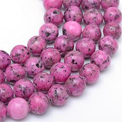 Natural Sesame Jasper/Kiwi Jasper Bead Strands, Round, Camellia, 6mm, Hole: 1mm, about 64~66pcs/strand, 15.08~15.35 inch(38.3~39cm)(G-R345-6mm-13)