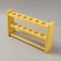 Rectangle Wooden Test Tube Stand, Yellow, 305x70.5x180mm, Inner Diameter: 32mm(AJEW-WH0534-57)