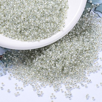 MIYUKI Delica Beads, Cylinder, Japanese Seed Beads, 11/0, (DB1431) Silver Lined Pale Moss Green, 1.3x1.6mm, Hole: 0.8mm, about 10000pcs/bag, 50g/bag