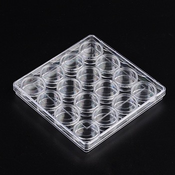 Plastic Bead Containers, Seed Beads Containers, 16 Compartments, Clear, about 13.0cm long, 20mm thick, Capacity: 5ml(0.17 fl. oz)