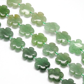 Natural Green Aventurine Flower Beads Strands, Dyed, 15x5.5mm, Hole: 1mm, about 27pcs/strand, 16.53 inch