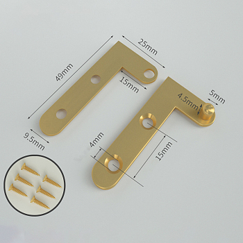 Bress Pivot Hinges Offset Knife Hinges, Rotating Hinges, for Wardrobe Door and Table Accessories, Golden, 49x25mm