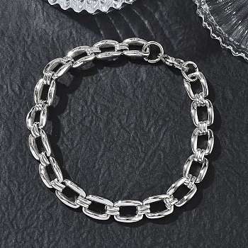 9MM 304 Stainless Steel Oval Link Chain Bracelets, Tarnish Free, Stainless Steel Color, 8.70 inch(22.1cm)
