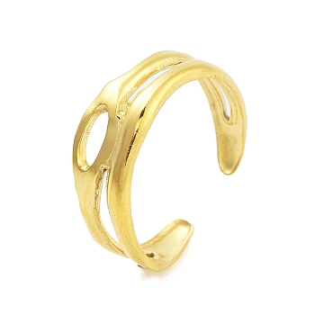 Real 18K Gold Plated 304 Stainless Steel Open Cuff Rings for Women, Oval, 3~6.8mm, Inner Diameter: Adjustable