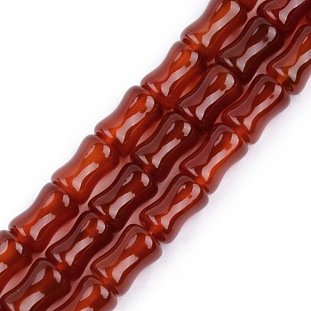 Natural Carnelian Beads Strands, Dyed & Heated, Bamboo Joint Shaped, 12x8mm, Hole: 1.2mm, about 33pcs/strand, 15.55 inch(39.5cm)