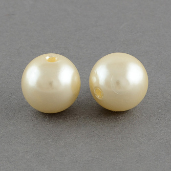 ABS Plastic Imitation Pearl Round Beads, Bisque, 20mm, Hole: 2.5mm, about 120pcs/500g