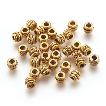 Tibetan Style Alloy Spacer Beads, Column, Antique Golden, Lead Free & Cadmium Free, 5x4mm, Hole: 2.2mm