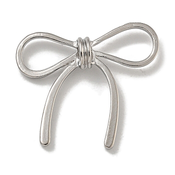 Rack Plating Alloy Pendants, Cadmium Free & Nickel Free & Lead Free, Bowknot Charms, Platinum, 32x34.5x7.5mm, Hole: 4.5x2.5mm