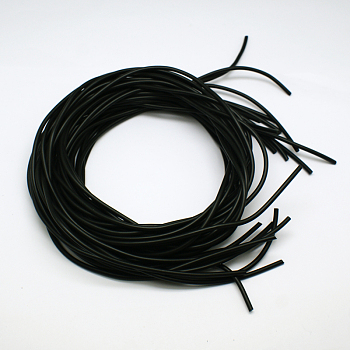 Synthetic Rubber Beading Cord, Round Hollow, Black, 3.0mm, Hole: 1.5mm, about 1.09 yards(1m)/strand
