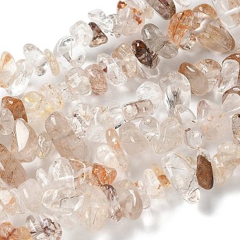 Natural Rutilated Quartz Beads Strands, Chip, 5~8x5~8mm, Hole: 1mm, about 31.5 inch