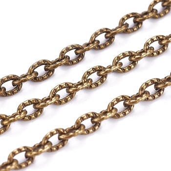 Iron Textured Cable Chains, Unwelded, with Spool, Antique Bronze, 4.2x3x0.8mm, about 328.08 Feet(100m)/roll