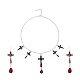 FireBrick Enamel Crucifix Cross with Plastic Teardrop Pendant Necklace & Dangle Earrings(SJEW-G081-02AS)-1