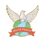 World Peace Dove Enamel Brooches, Light Golden Alloy Lapel Pin Backs for Backpack Clothes, Colorful, 32.5x33mm(AL-I001-01G-02)