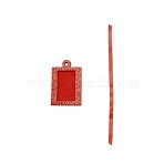 Rectangle Non Woven Fabric Glitter Photo Frame Card, with Ribbon, for Christmas Pendant Decorations, Red, 76x49.5x4mm, Hole: 5mm, Inner Diameter: 50x29mm, Ribbon: 195~204x5x0.2mm, 2pcs/set(HJEW-WH0036-27)