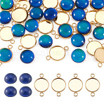 20Pcs 304 Stainless Steel Cabochon Connector Settings, 20Pcs Translucent Glass Cabochons, Golden, 21.5x14x2mm, Hole: 2.2~2.5mm(DIY-TA0015-44A)