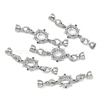 SHEGRACE Flower Brass Micro Pave Clear Cubic Zirconia Fold Over Clasps, Lead Free & Cadmium Free & Nickel Free, Platinum, 33mm(XGRQ58127-783P-1)