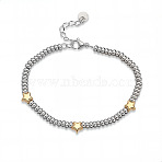 304 Stainless Steel Beaded Bracelets for Women, Golden & Stainless Steel Color, Star, 6.50 inch(16.5cm)(WG7B0C0-02)