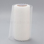 Glitter Deco Mesh Ribbons, Tulle Fabric, Rhombus Mesh Tulle Fabric, for Wedding Party Decoration, Skirts Decoration Making, White, 5.86~5.94 inch(14.9~15.1cm),  10yards/roll(OCOR-H100-B11)