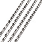 Tarnish Resistant Men's Jewelry Making 304 Stainless Steel Double Link Curb Chains, Unwelded, Faceted, Stainless Steel Color, 5.5x3x0.8mm(CHS-A003C-0.8mm)