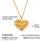 Sweet Design 304 Stainless Steel Heart Pendant Necklaces, Real 18K Gold Plated, 16.14 inch(41cm)(DY4160-8)