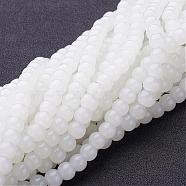 Imitation Jade Glass Beads Strands, Round, White, 6mm, Hole: 1mm, about 50pcs/strand, 11 inch(GMR6mmC26)