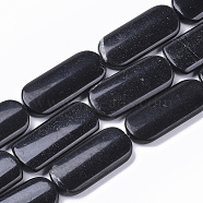 Natural Black Stone Beads Strands, Oval, 39~40x18x6mm, Hole: 1.5mm, about 10pcs/strand, 15.75 inch(40 cm)(G-S364-025)