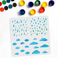 PET Hollow Out Drawing Painting Stencils, for DIY Scrapbook, Photo Album, Rain Pattern, 300x300mm(DIY-WH0402-017)