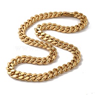 PVD Vacuum Plating 201 Stainless Steel Cuban Link Chain Necklaces, Real 18K Gold Plated, 23.62 inch(60cm)(NJEW-H033-05B-G)