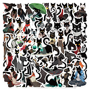 50Pcs Black Cat PVC Waterproof Sticker Labels, Self-adhesion, for Suitcase, Skateboard, Refrigerator, Helmet, Mobile Phone Shell, Mixed Color, 40~70mm(PW-WG25996-01)