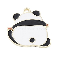 Alloy Enamel Pendants, Panda Charms, Golden, 26x24x1.5mm, Hole: 2mm(ENAM-P253-01E-G)