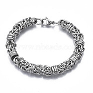 201 Stainless Steel Byzantine Chain Bracelet for Men Women, Nickel Free, Stainless Steel Color, 8-1/2 inch(21.5cm)(BJEW-S057-93)