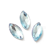 Glass Rhinestone Cabochons, Point Back & Back Plated, Faceted, Horse Eye, Light Azore, 10x5x3mm(RGLA-P037-09B-D202)