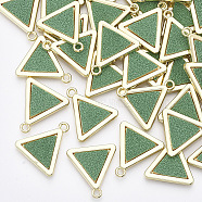 Alloy Pendants, with PU Leather, Triangle, Light Gold, Medium Sea Green, 19x18x2mm, Hole: 1.8mm(PALLOY-T067-163B)