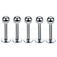 304 Stainless Steel Round Threadless Labrets for Women Men, Stainless Steel Color, Pin: 1.2x8mm, Head: 3mm(WG9B6EB-02)