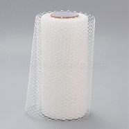 Glitter Deco Mesh Ribbons, Tulle Fabric, Rhombus Mesh Tulle Fabric, for Wedding Party Decoration, Skirts Decoration Making, White, 5.86~5.94 inch(14.9~15.1cm),  10yards/roll(OCOR-H100-B11)