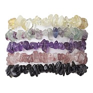 12 Constellation Natural Mixed Gemstone Chip Beaded Stretch Bracelets Sets for Women Men, Pisces, Inner Diameter: 2-1/8 inch(5.5cm), 4pcs/set(BJEW-JB10264-02)