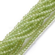 Natural Peridot Beads Strands, Flat Round, Faceted, 3x2mm, Hole: 0.6mm, about 188pcs/strand, 15.55inch(39.5cm)(G-A026-C04)