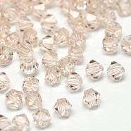 Imitation 5301 Bicone Beads, Transparent Glass Faceted Beads, Bisque, 6x5mm, Hole: 1.3mm, about 288pcs/bag(GLAA-F026-C21)
