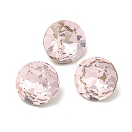 Glass Rhinestone Cabochons, Flat Back & Back Plated, Faceted, Diamond, Light Rose, 6x3mm(RGLA-L029-13B-223)