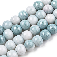 Opaque Crackle Glass Round Beads Strands, Imitation Stones, Round, Pale Turquoise, 8~9mm, Hole: 1.5mm, about 104~106pcs/strand, 30.31~31.10 inch(77~79cm)(GLAA-T031-01A)